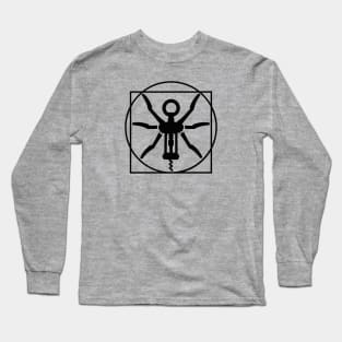 Vitruvian man wine cork screw Leonardo Da Vinci Long Sleeve T-Shirt